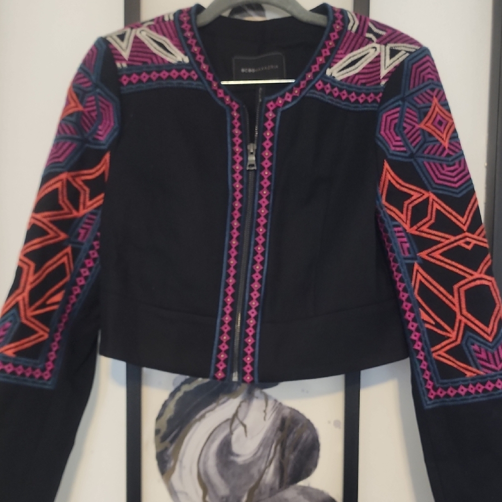 BCBGMaxAzria Embroidered Cropped Jacket